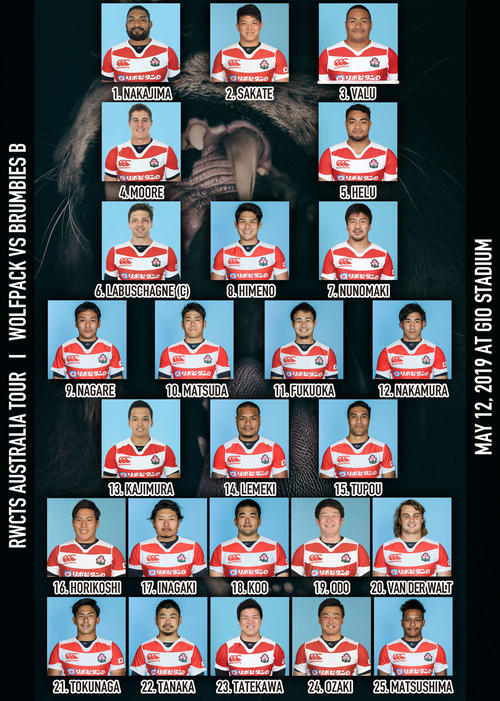 ウルフパック　ブランビーズB戦試合登録メンバーのお知らせ